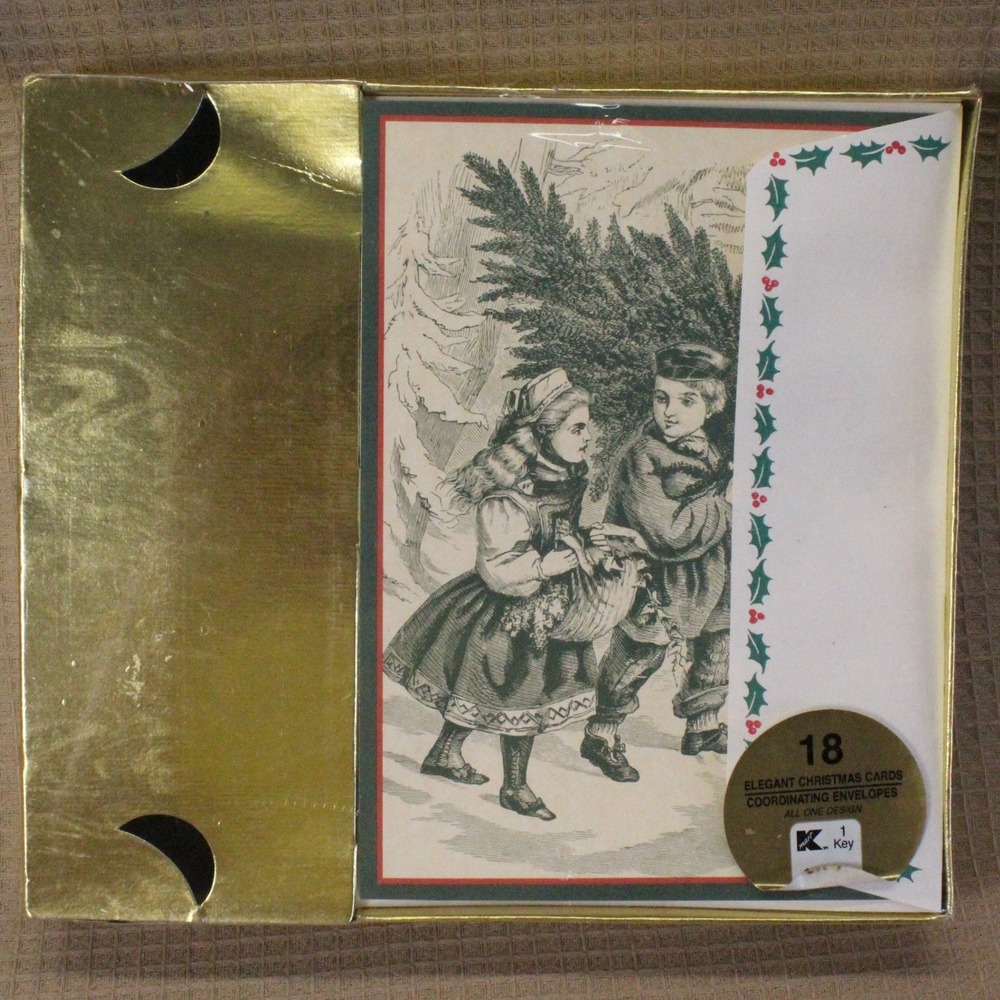 Vintage Cards by Kristen Victorian Christmas Cards 18ct Gold Box Cottagecore Y2K